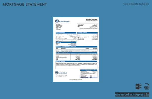 Beispiel eines Hypothekenauszugs der Standard Bank in Mosambik (Word- und PDF-Datei)